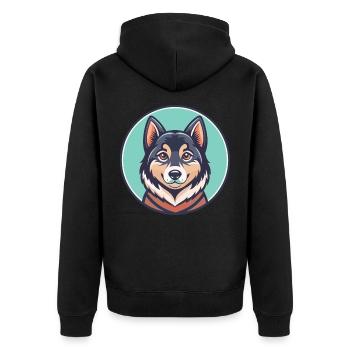 Salish Wolle Hund Rasse Lustige Karikatur Kawaii Clipart - Unisex Premium Bio Zip Hoodie - Schwarz - Hinten - Nico (187cm)