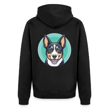 Saint Miguel Cattle Dog Breed Funny Cartoon Kawaii - Unisex Premium Organic Zip Hoodie - black - Back - Nico (187cm)