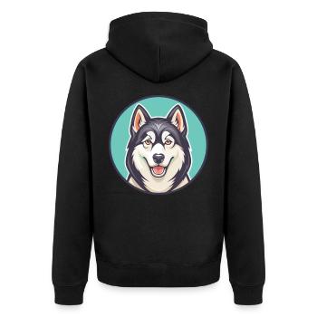 Husky sibérien chien race dessin animé Kawaii Clipart - Veste à capuche bio Premium Unisexe - noir - Dos - Nico (187cm)