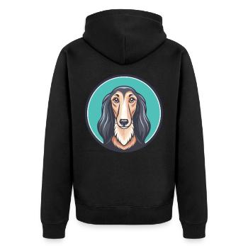 Saluki Dog Breed Cartoon Kawaii Clipart Animal Pet - Unisex Premium Organic Zip Hoodie - black - Back - Nico (187cm)