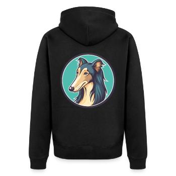 Silken Windhound Chien Race Dessin animé Kawaii Clipart - Veste à capuche bio Premium Unisexe - noir - Dos - Nico (187cm)