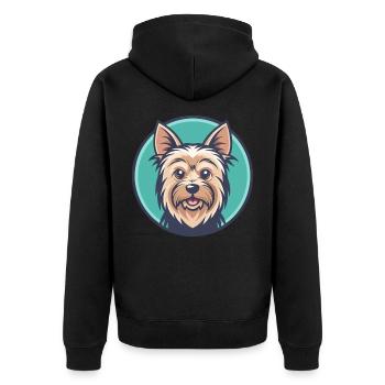 Silky Terrier Hund Rasse Cartoon Kawaii Clipart Haustier - Unisex Premium Bio Zip Hoodie - Schwarz - Hinten - Nico (187cm)