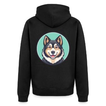 Sibérien Laïka Chien Race Dessin animé Kawaii Clipart - Veste à capuche bio Premium Unisexe - noir - Dos - Nico (187cm)