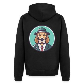 Détective chien chien race dessin animé Kawaii Clipart animal de compagnie - Veste à capuche bio Premium Unisexe - noir - Dos - Nico (187cm)