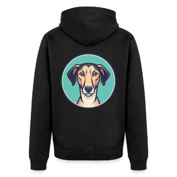 Sloughi Dog Breed Cartoon Character Kawaii Clipart - Unisex Premium Organic Zip Hoodie - black - Back - Nico (187cm)