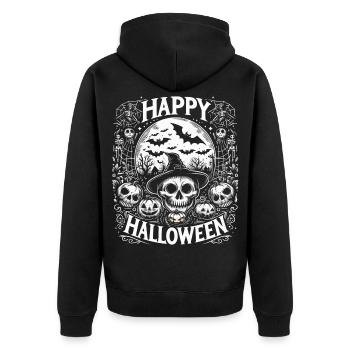 Happy Halloween - Unisex Premium Organic Zip Hoodie - black - Back - Nico (187cm)