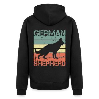 Retro German Shepherd - Unisex Premium Organic Zip Hoodie - black - Back - Nico (187cm)