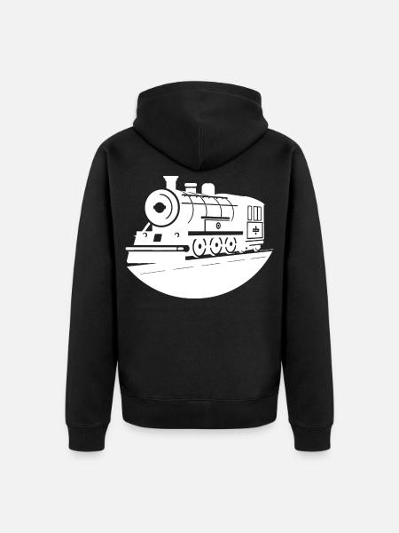 Locomotive Drawing - Unisex Premium Organic Zip Hoodie - black