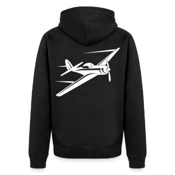 Croquis d’avion d’hélice - Veste à capuche bio Premium Unisexe - noir - Dos - Nico (187cm)