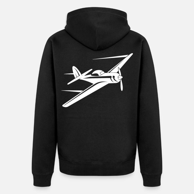 Propellerflugzeug Skizze - Unisex Premium Bio Zip Hoodie - Schwarz