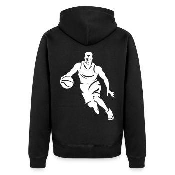Basketballer - Unisex Premium Organic Zip Hoodie - black - Back - Nico (187cm)