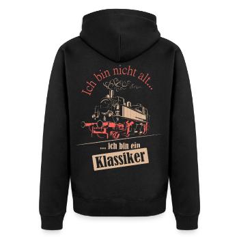 vieille locomotive à voie étroite dictons ferroviaires saxons - Veste à capuche bio Premium Unisexe - noir - Dos - Nico (187cm)