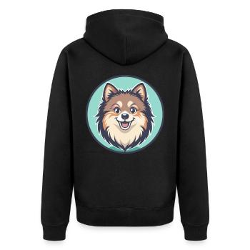 Spitz Chien Race Dessin animé Kawaii Clipart Animal Animal de compagnie - Veste à capuche bio Premium Unisexe - noir - Dos - Nico (187cm)