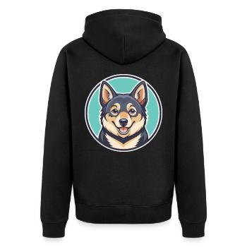 Suédois Vallhund Chien Race Dessin animé Kawaii Clipart - Veste à capuche bio Premium Unisexe - noir - Dos - Nico (187cm)