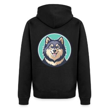 Schwedische Lapphund Hunderasse Cartoon Kawaii Clipart - Unisex Premium Bio Zip Hoodie - Schwarz - Hinten - Nico (187cm)