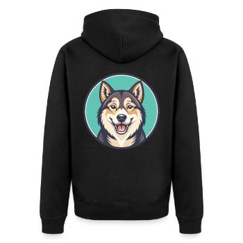 Westsibirische Laika Hunderasse Lustiger Cartoon Kawaii - Unisex Premium Bio Zip Hoodie - Schwarz - Hinten - Nico (187cm)