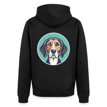 St Hubert Jura Hound Dog Breed Cartoon Kawaii Pet - Unisex Premium Organic Zip Hoodie - black - Back - Nico (187cm)