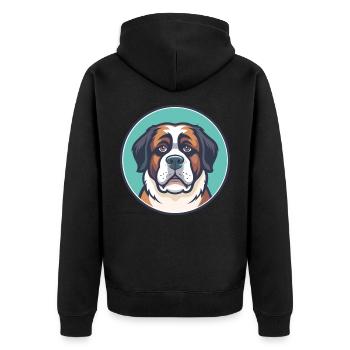 Bernhardiner Hunderasse Karikatur Kawaii Clipart Tier - Unisex Premium Bio Zip Hoodie - Schwarz - Hinten - Nico (187cm)