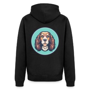 Sussex Spaniel Dog Breed Cartoon Kawaii Clipart - Unisex Premium Organic Zip Hoodie - black - Back - Nico (187cm)