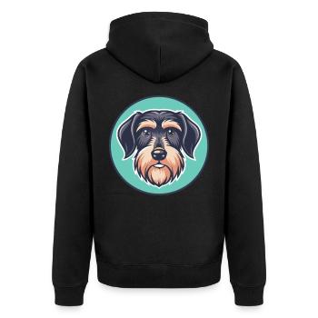 Drahthaariger Dackel Hunderasse Cartoon Kawaii Haustier - Unisex Premium Bio Zip Hoodie - Schwarz - Hinten - Nico (187cm)