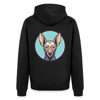 Xoloitzcuintle Dog Breed Cartoon Kawaii Clipart - Unisex Premium Organic Zip Hoodie - black - Back - Nico (187cm)