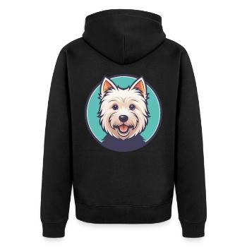 West Highland White Terrier Hund Rasse Cartoon Haustier - Unisex Premium Bio Zip Hoodie - Schwarz - Hinten - Nico (187cm)