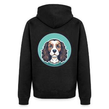 Toy Trawler Spaniel Dog Breed Funny Cartoon Kawaii - Unisex Premium Organic Zip Hoodie - black - Back - Nico (187cm)