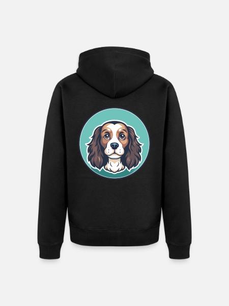 Toy Trawler Spaniel Dog Breed Funny Cartoon Kawaii - Unisex Premium Organic Zip Hoodie - black