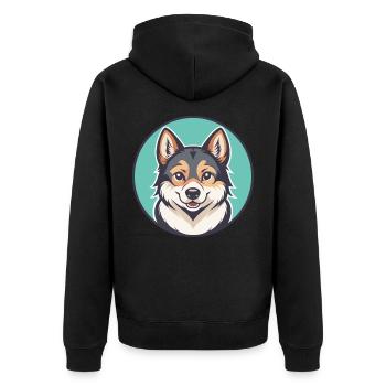 Volpino Italiano Hunderasse Cartoon Kawaii Clipart - Unisex Premium Bio Zip Hoodie - Schwarz - Hinten - Nico (187cm)