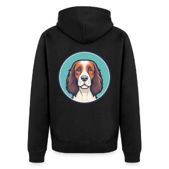 Welsh Springer Spaniel Dog Breed Cartoon Kawaii - Unisex Premium Organic Zip Hoodie - black - Back - Nico (187cm)