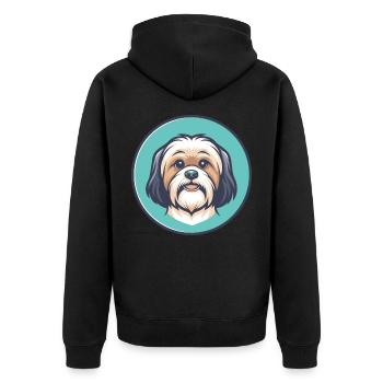 Tibetische Kyi Apso Hunderasse Cartoon Kawaii Clipart - Unisex Premium Bio Zip Hoodie - Schwarz - Hinten - Nico (187cm)