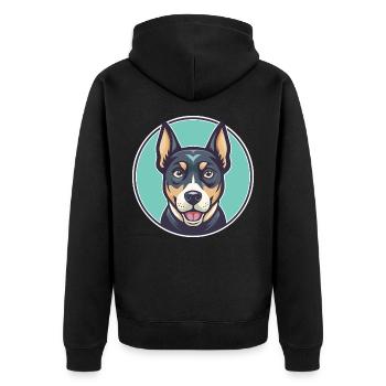 Treeing Cur Dog Breed Funny Cartoon Kawaii Clipart - Unisex Premium Organic Zip Hoodie - black - Back - Nico (187cm)