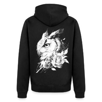 Rose Eule Blumen Ästhetik Nachteule Vogel Geschenk - Unisex Premium Bio Zip Hoodie - Schwarz - Hinten - Nico (187cm)