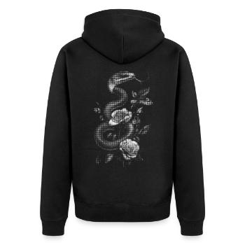 Schlange Natter Rose Ästhetik Blumen Geschenk - Unisex Premium Bio Zip Hoodie - Schwarz - Hinten - Nico (187cm)