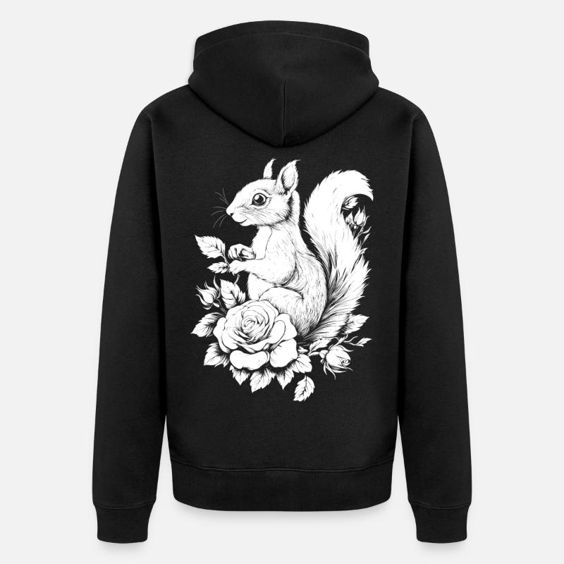 Fleurs d’écureuil Rose Esthétique Croissant - Veste à capuche bio Premium Unisexe - noir