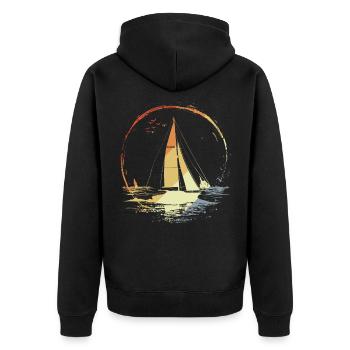 Vintage Segeln - Unisex Premium Bio Zip Hoodie - Schwarz - Hinten - Nico (187cm)
