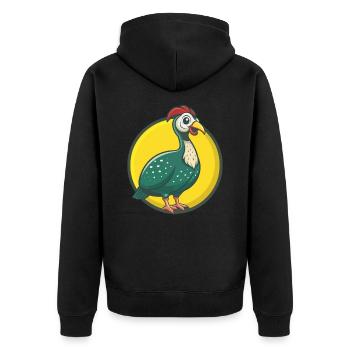 pintade mignon kawaii dessin animé clipart animal de compagnie - Veste à capuche bio Premium Unisexe - noir - Dos - Nico (187cm)
