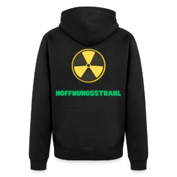 Hoffnungsstrahl - Unisex Premium Bio Zip Hoodie - Schwarz - Hinten - Nico (187cm)