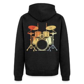 Drum Set Vintage Look - Unisex Premium Organic Zip Hoodie - black - Back - Nico (187cm)