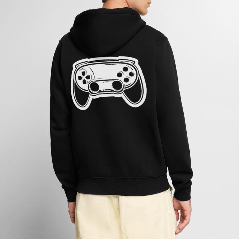 Dessin de manette de jeu vidéo Veste à capuche bio Premium Unisexe