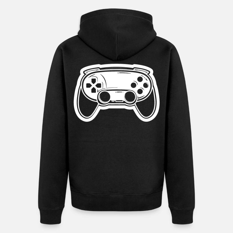 Video Game Controller Drawing - Unisex Premium Organic Zip Hoodie - black