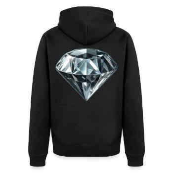 Kostbarer Diamant Edelstein - Unisex Premium Bio Zip Hoodie - Schwarz - Hinten - Nico (187cm)