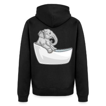 Elephant Bathing Bathtub - Unisex Premium Organic Zip Hoodie - black - Back - Nico (187cm)