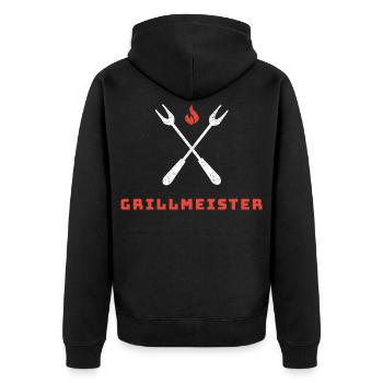 Grillmeister - Der Ultimative BBQ-Experte - Unisex Premium Bio Zip Hoodie - Schwarz - Hinten - Nico (187cm)