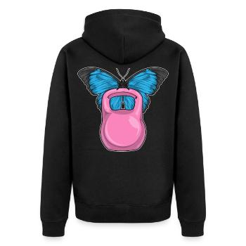 Bodybuilding papillon avec haltères - Veste à capuche bio Premium Unisexe - noir - Dos - Nico (187cm)