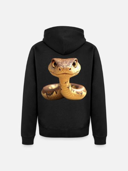 Schlange Python Kobra Mamba Klapperschlange Snake - Unisex Premium Bio Zip Hoodie - Schwarz