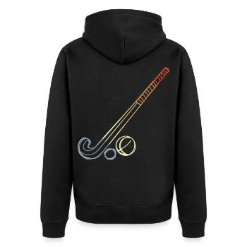 Croquis de bâton et de balle de hockey sur gazon - Veste à capuche bio Premium Unisexe - noir - Dos - Nico (187cm)