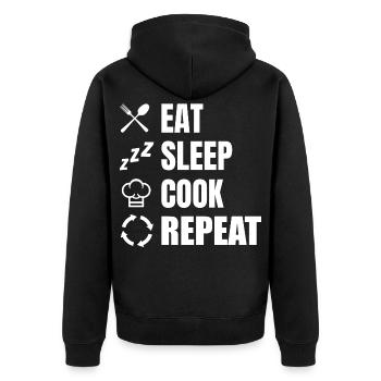 Eat Sleep Cook Repeat - Unisex Premium Organic Zip Hoodie - black - Back - Nico (187cm)