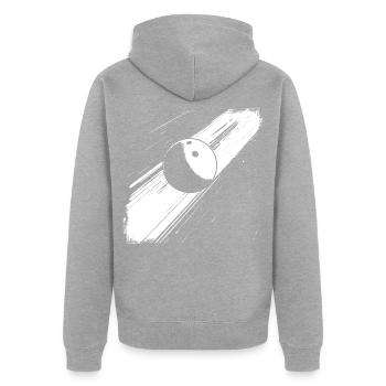 Boule de bowling - Veste à capuche bio Premium Unisexe - gris chiné - Dos - Nico (187cm)