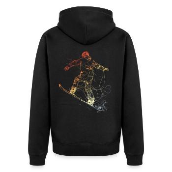 Vintage Snowboarder Zeichnung - Unisex Premium Bio Zip Hoodie - Schwarz - Hinten - Nico (187cm)